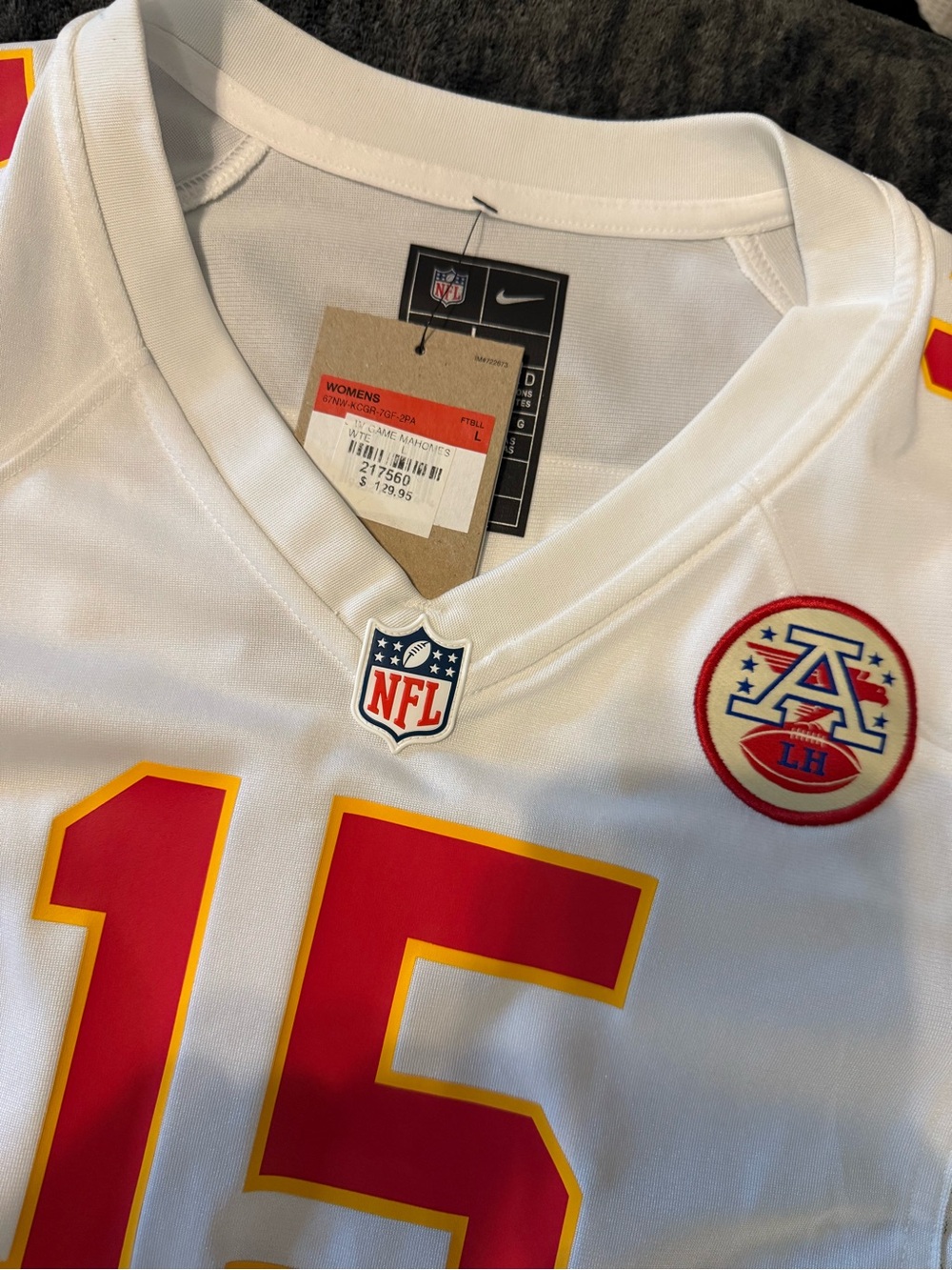 Nike White Kansas City Chiefs #15 Football Jersey with Red and Gold Accents